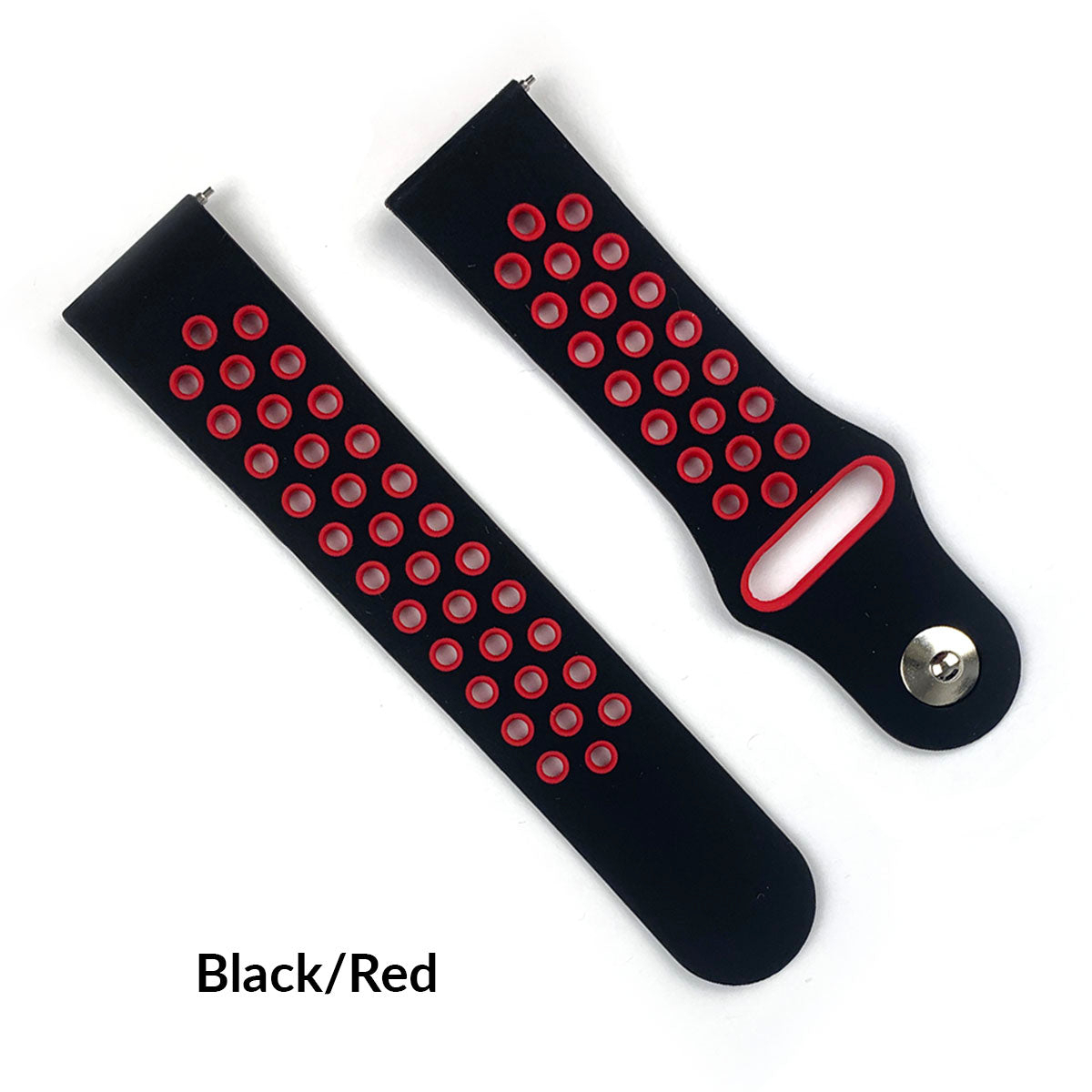 Sport Style Dual Colors Silicone Watch Bands With Quick Release Bar For Size 20mm 22mm Replacement Bracelet - Black/Red, 20 Mm
