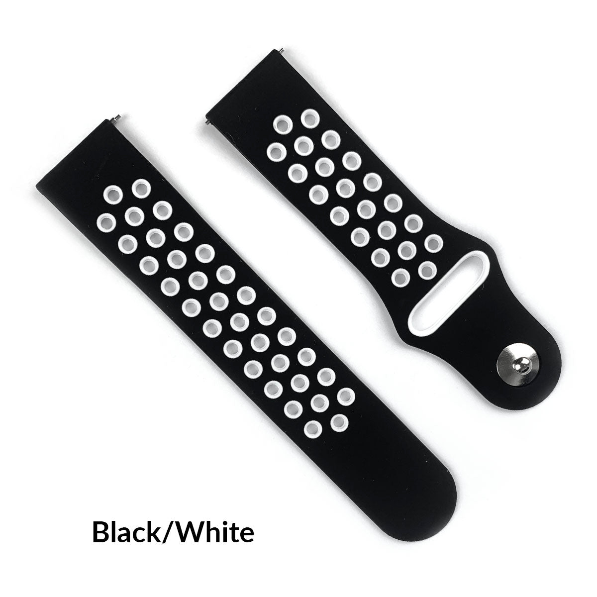Sport Style Dual Colors Silicone Watch Bands With Quick Release Bar For Size 20mm 22mm Replacement Bracelet - Black/White, 22 Mm