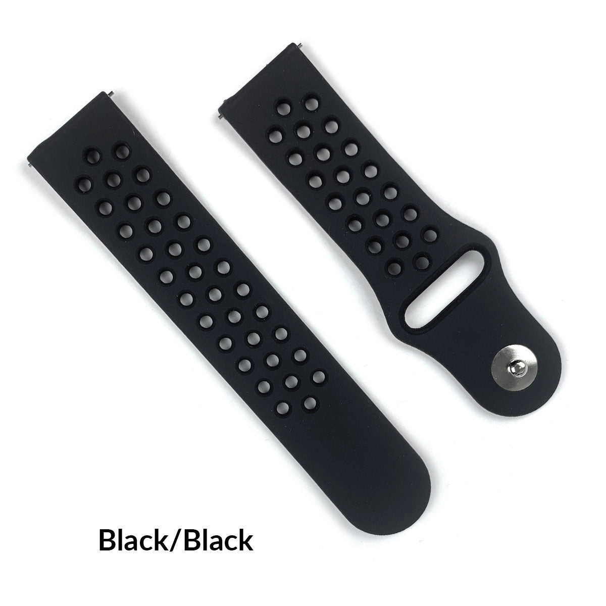 Sport Style Dual Colors Silicone Watch Bands With Quick Release Bar For Size 20mm 22mm Replacement Bracelet - Black, 22 Mm
