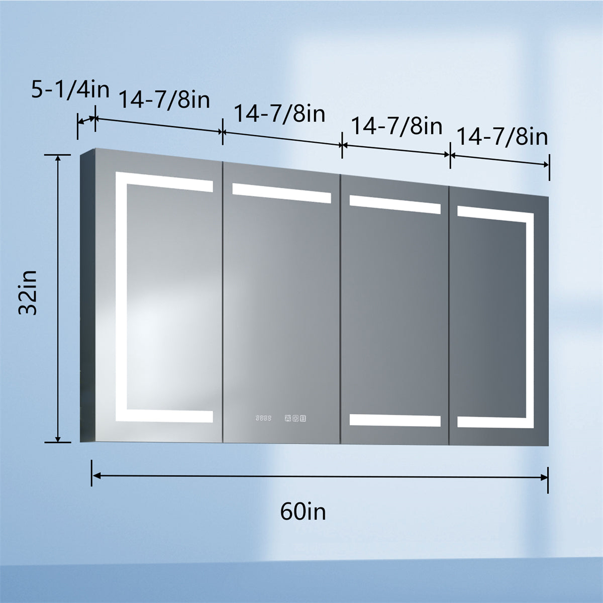 Boost-M2 60 W X 32 H LED Lighted Bathroom Medicine Cabinet With Mirror Recessed Or Surface Led Medicine Cabinet