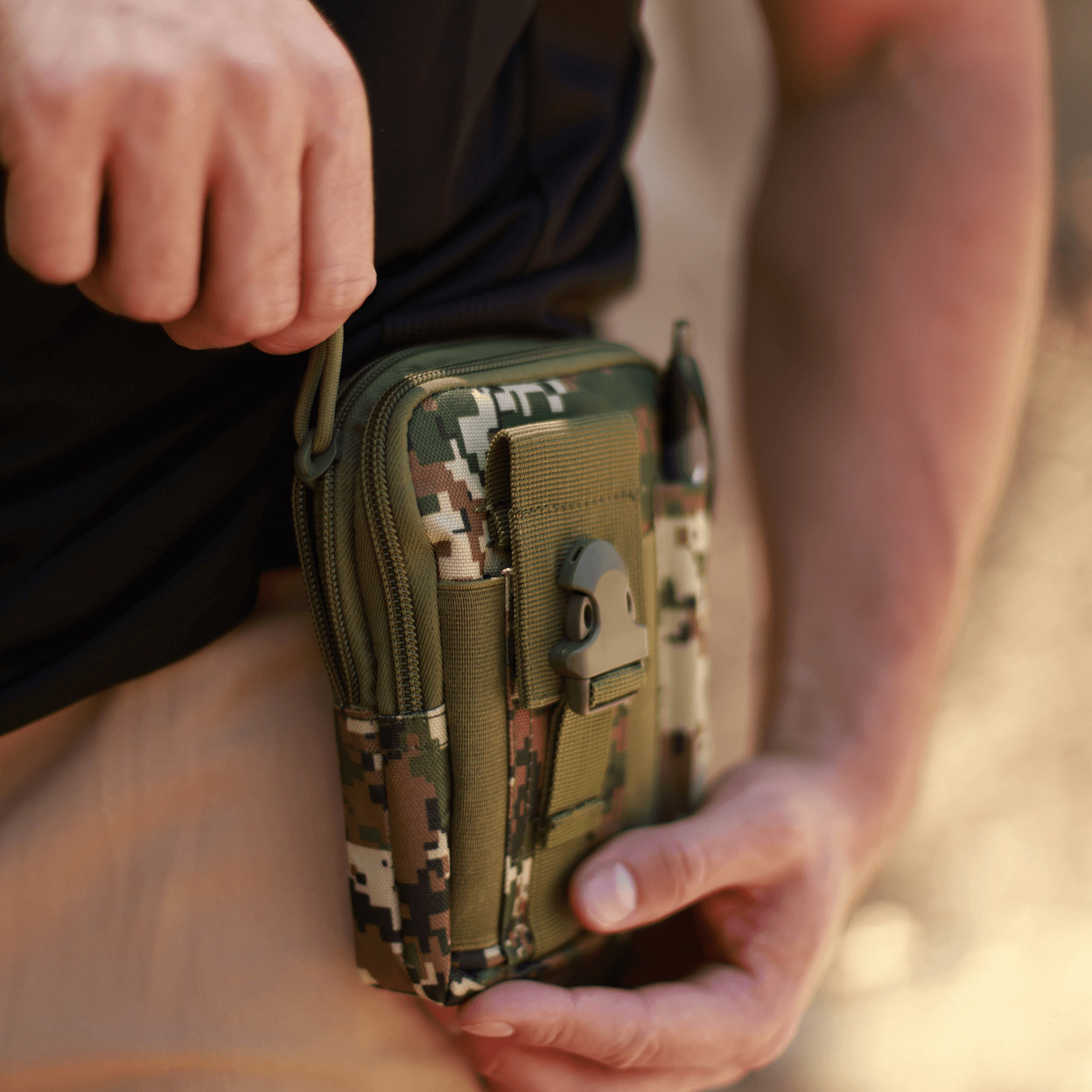 Tactical MOLLE Pouch & Waist Bag For Hiking & Outdoor Activities - BDU Digital