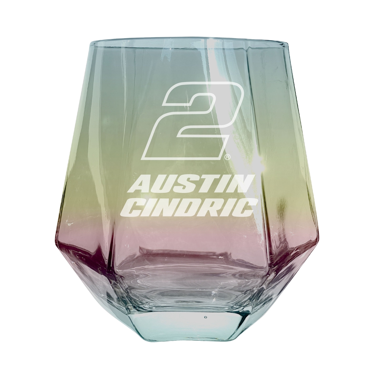 #2 Austin Cindric Officially Licensed 10 Oz Engraved Diamond Wine Glass - Iridescent, 2-Pack