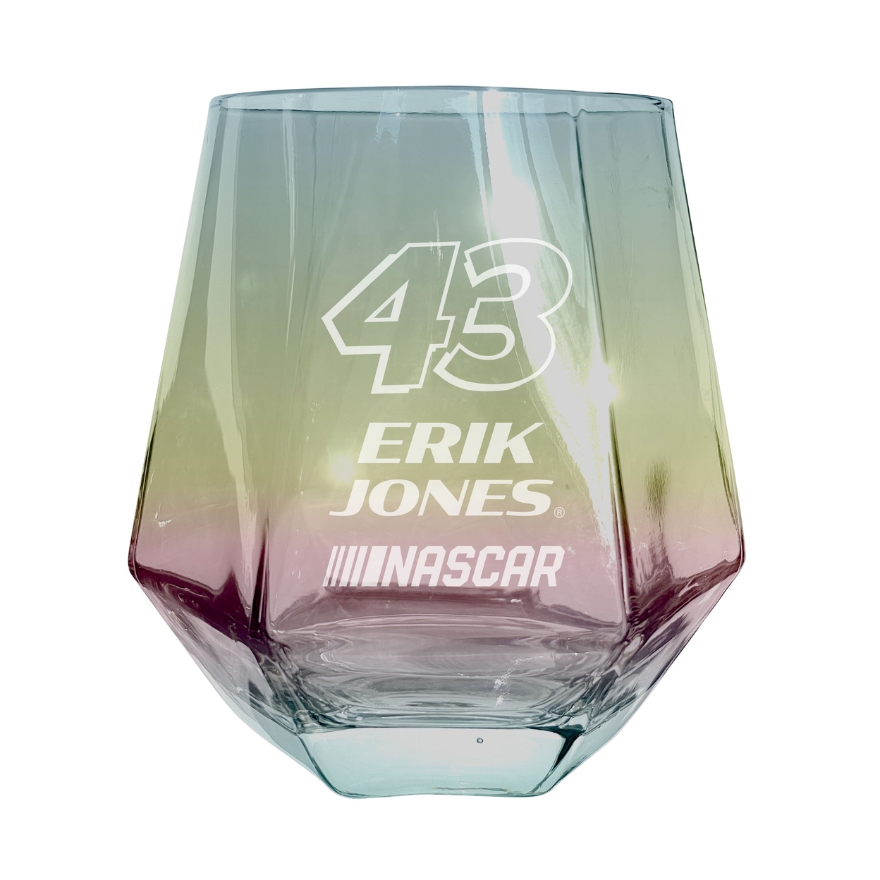 #43 Erik Jones Officially Licensed 10 Oz Engraved Diamond Wine Glass - Grey, 2-Pack