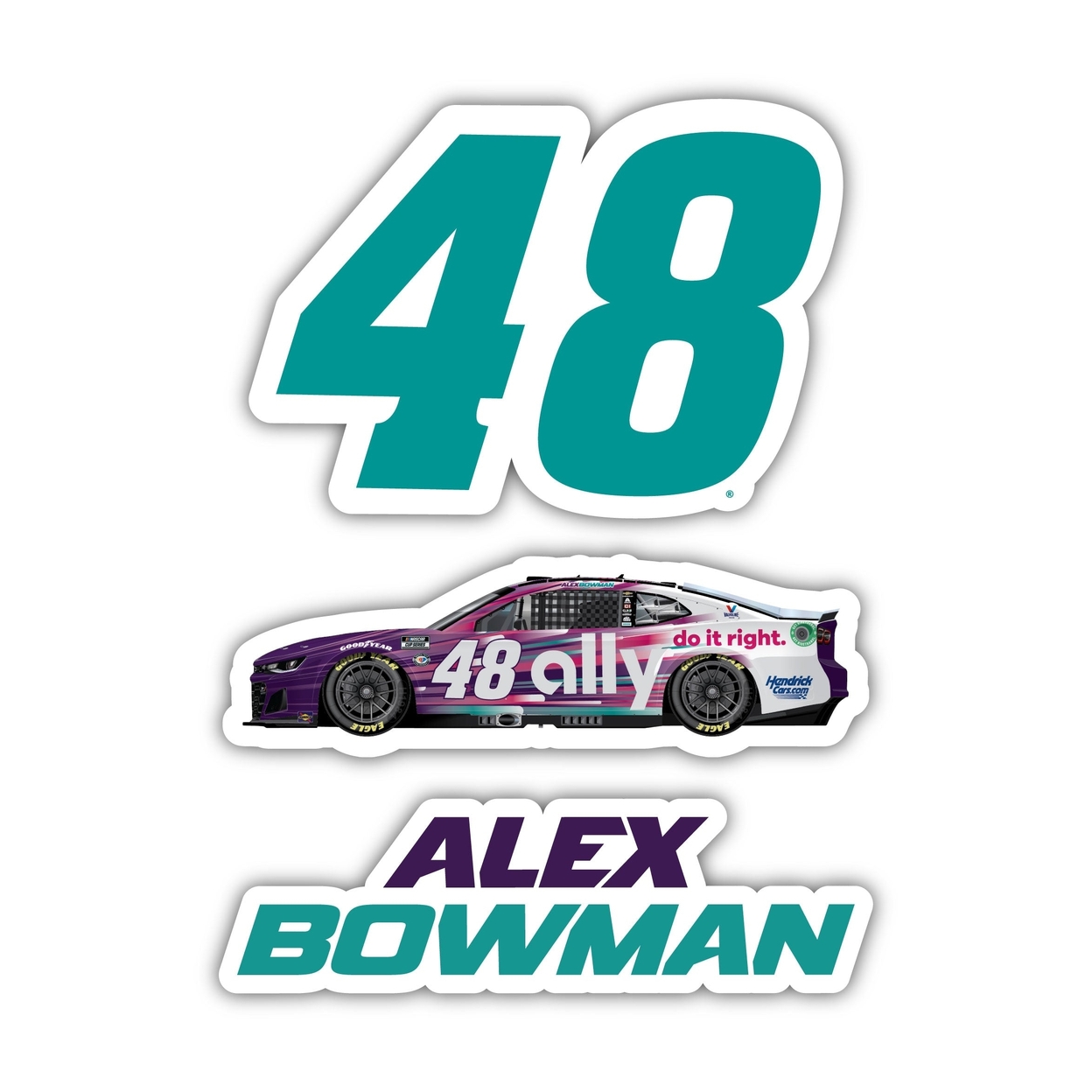 #48 Alex Bowman 3 Pack Laser Cut Decal