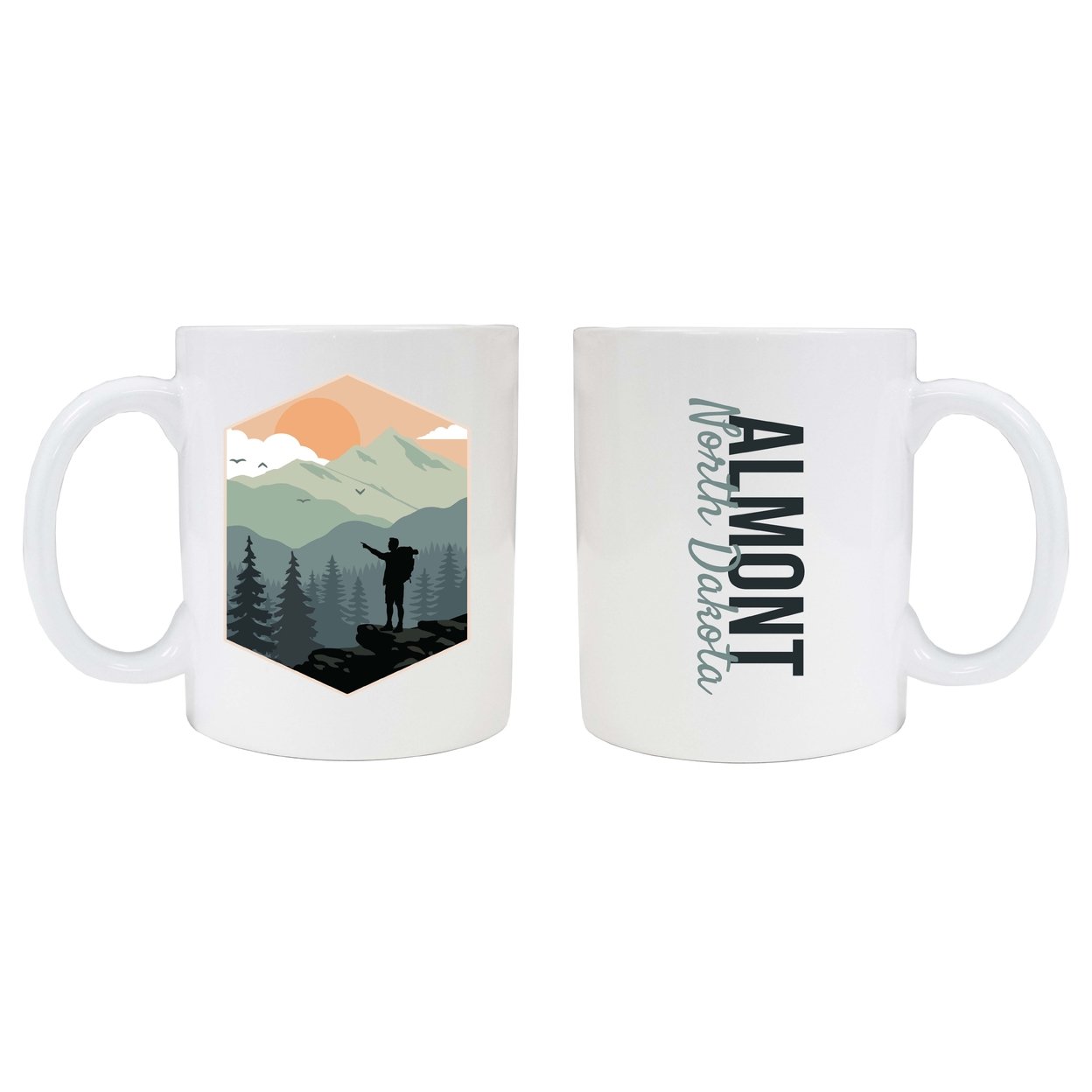 Almont North Dakota Souvenir Hike Outdoors Design 8 Oz Coffee Mug 2-Pack