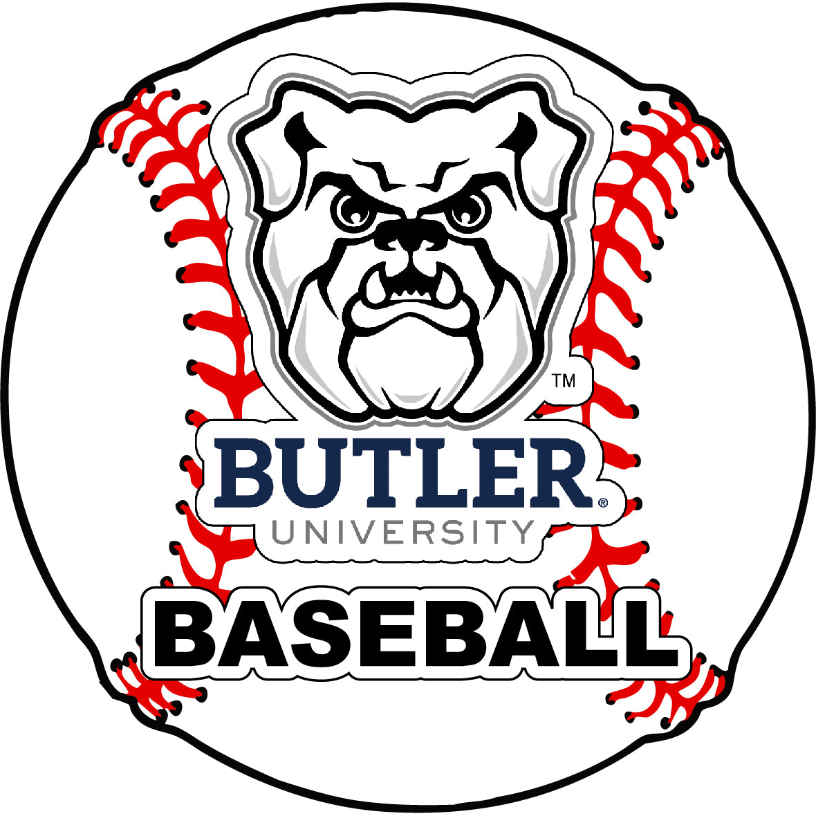 Butler Bulldogs 4-Inch Round Baseball Vinyl Decal Sticker