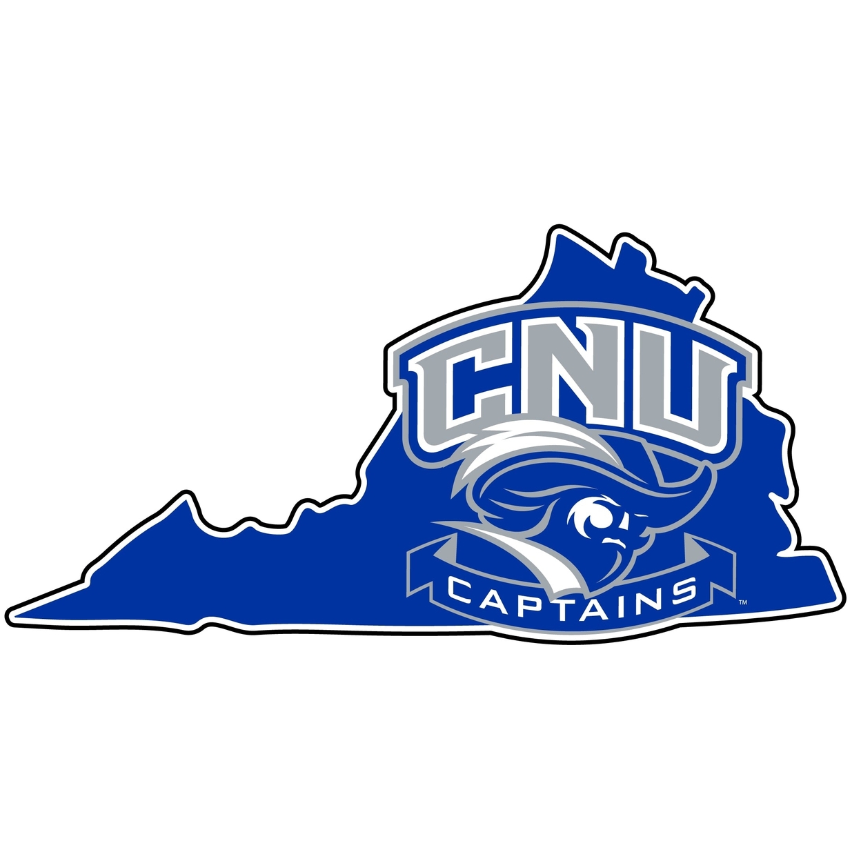 Christopher Newport Captains 4 Inch State Shape Vinyl Decal Sticker