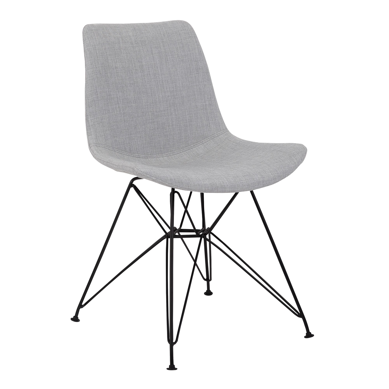 Fabric Dining Chair With Interconnected Metal Legs, Light Gray- Saltoro Sherpi