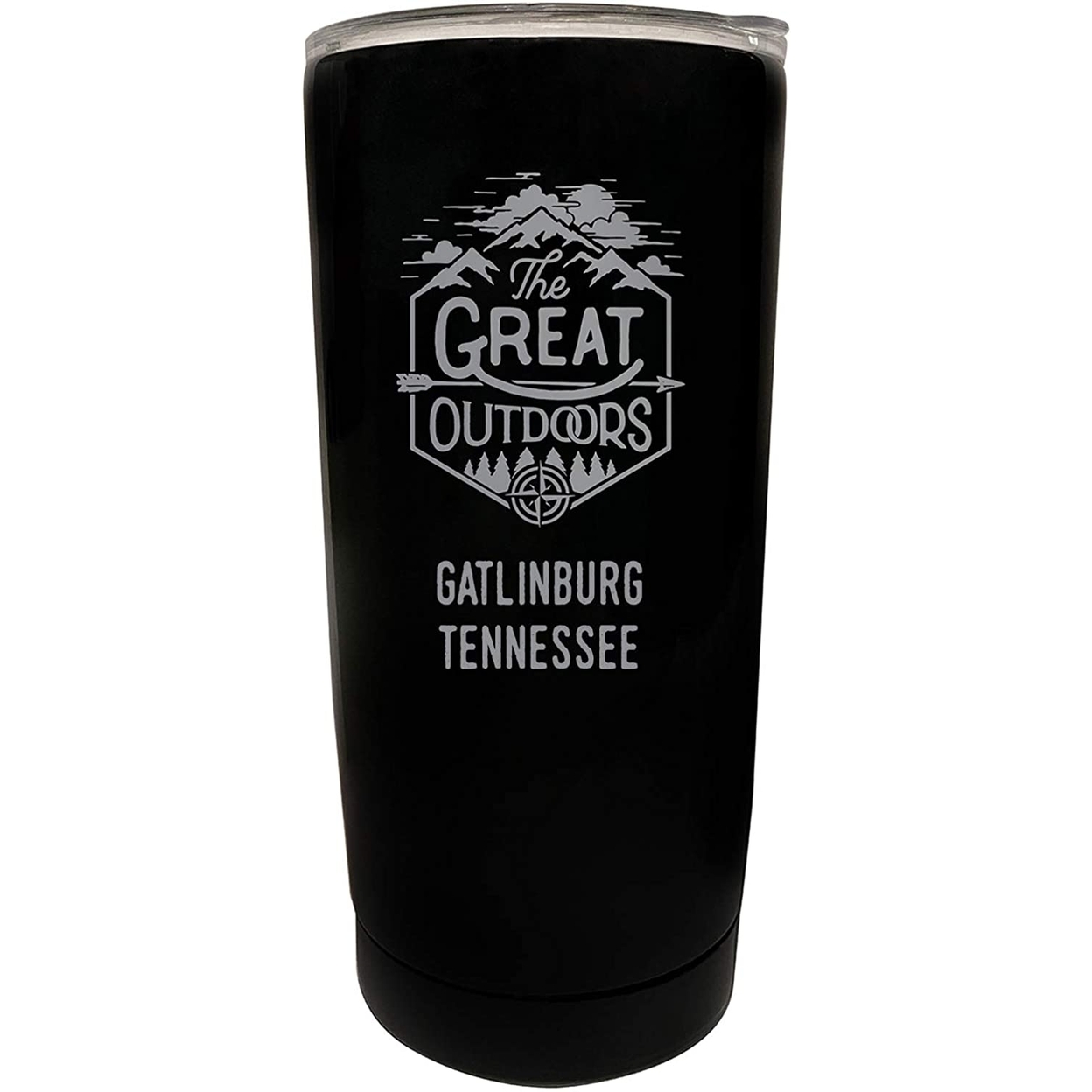 Gatlinburg Tennessee Etched 16 Oz Stainless Steel Insulated Tumbler Outdoor Adventure Design - Black