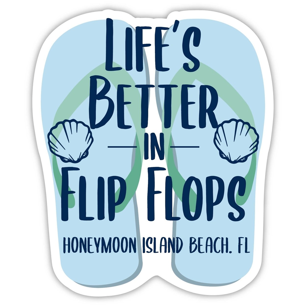 Honeymoon Island Beach Florida Souvenir 4 Inch Vinyl Decal Sticker Flip Flop Design