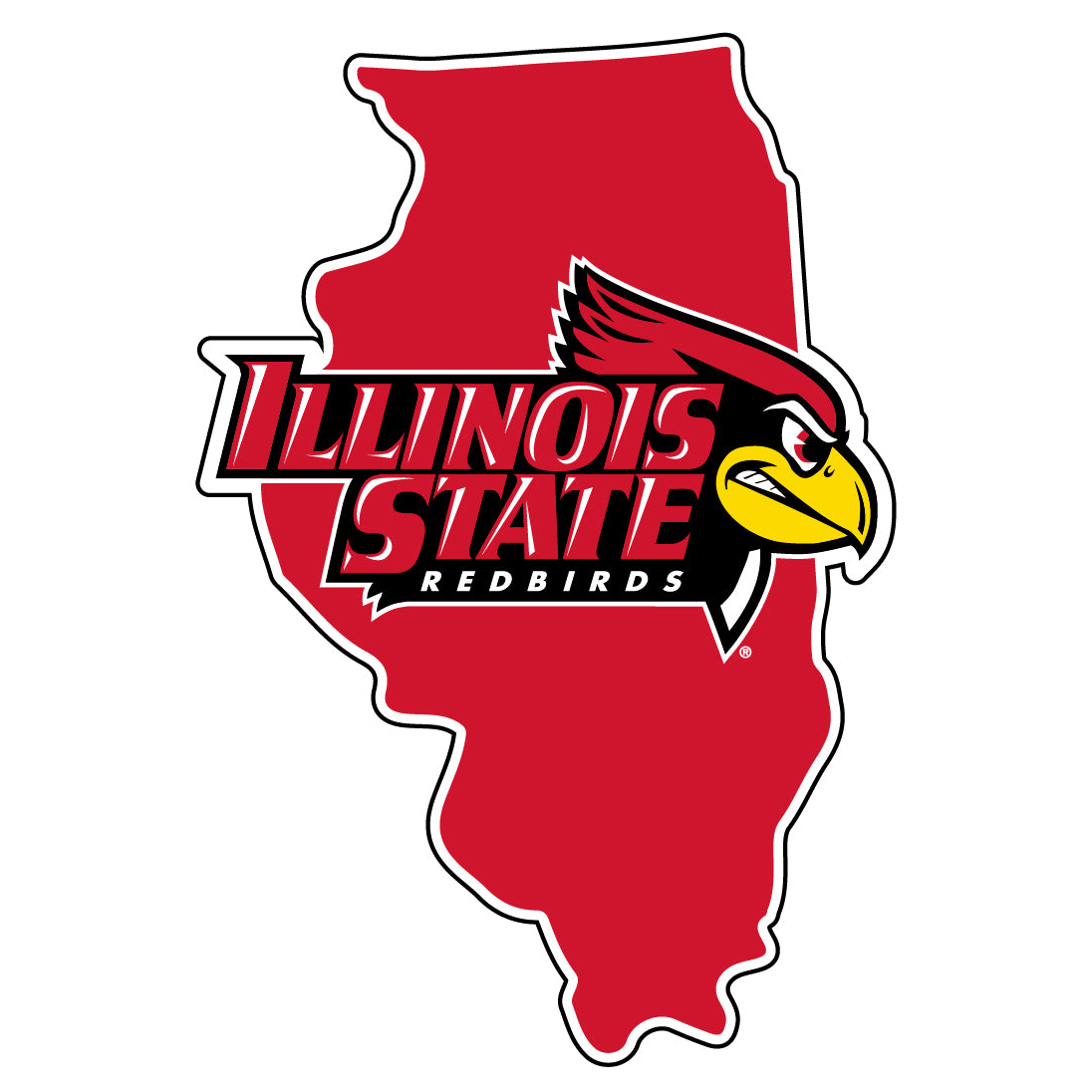 Illinois State Redbirds 4 Inch State Shape Vinyl Decal Sticker