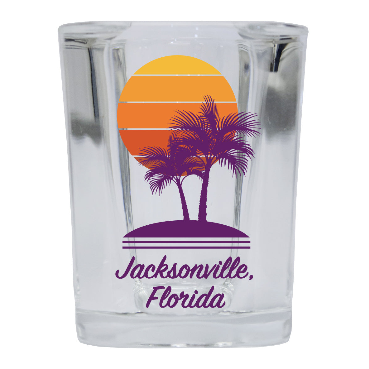 Jacksonville Florida Sunset Palm Square Shot Glass