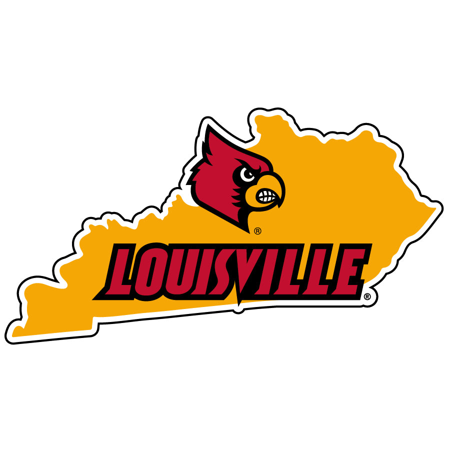 Louisville Cardinals 4 Inch State Shape Vinyl Decal Sticker