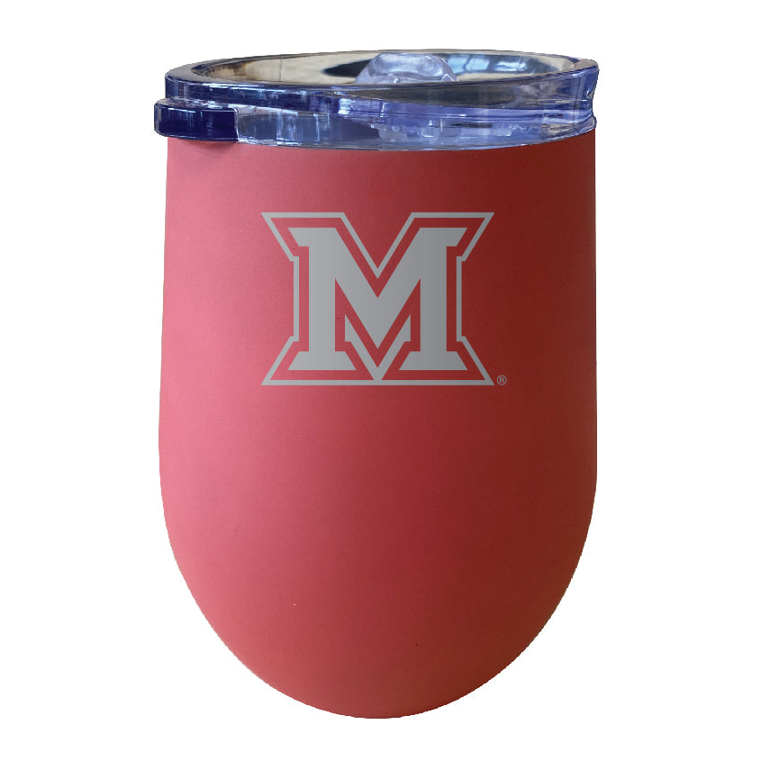 Miami University Of Ohio 12 Oz Etched Insulated Wine Stainless Steel Tumbler - Choose Your Color - Coral