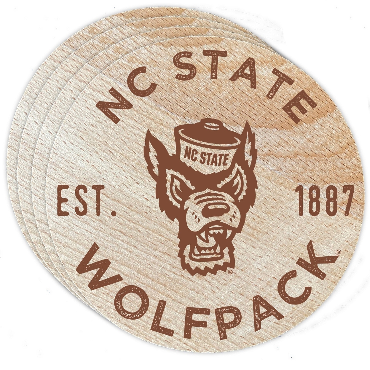NC State Wolfpack Wood Coaster Engraved 4 Pack
