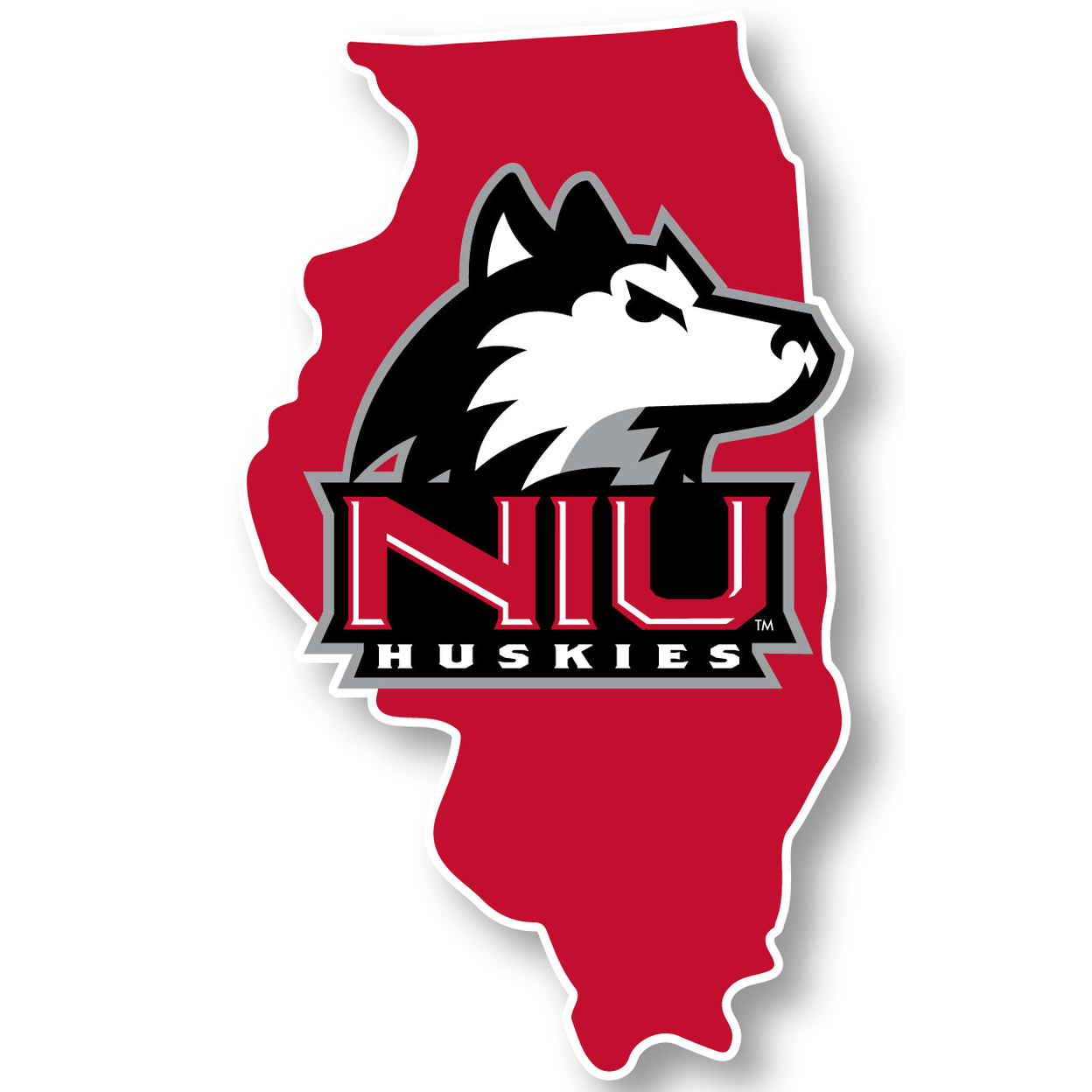 Northern Illinois Huskies 4 Inch State Shape Vinyl Decal Sticker