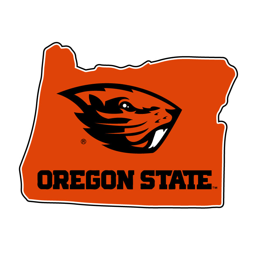 Oregon State Beavers 4 Inch State Shape Vinyl Decal Sticker