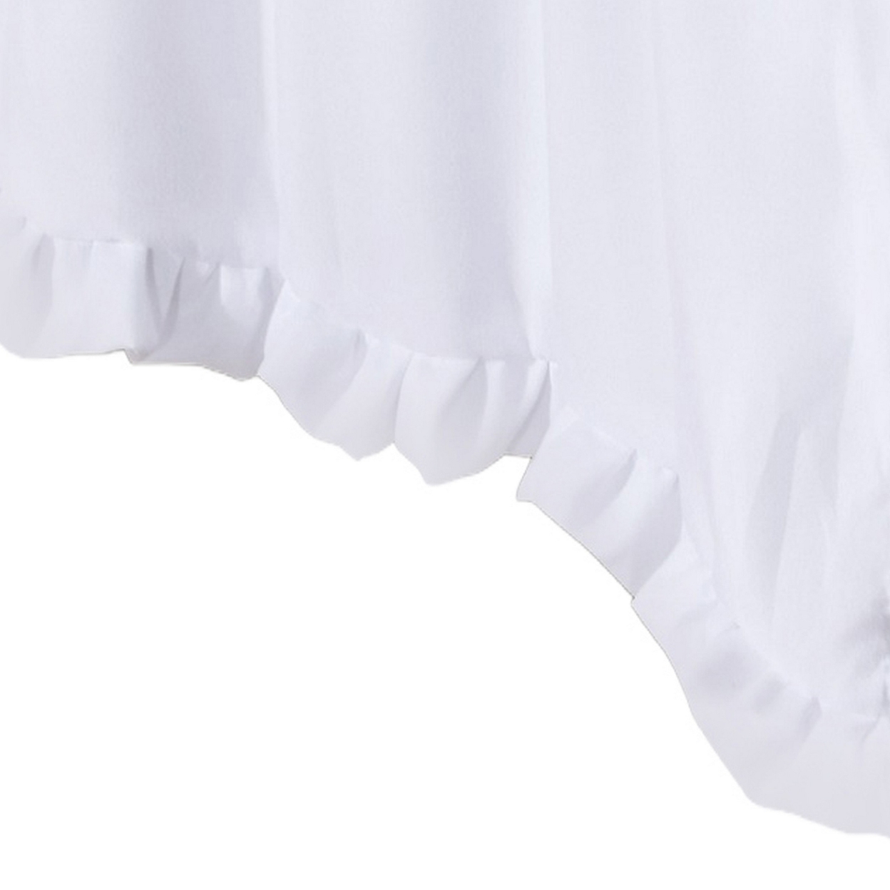 Mora Twin Bed Skirt, Polyester Platform, Split Corners, Ruffle Edge, White -Saltoro Sherpi