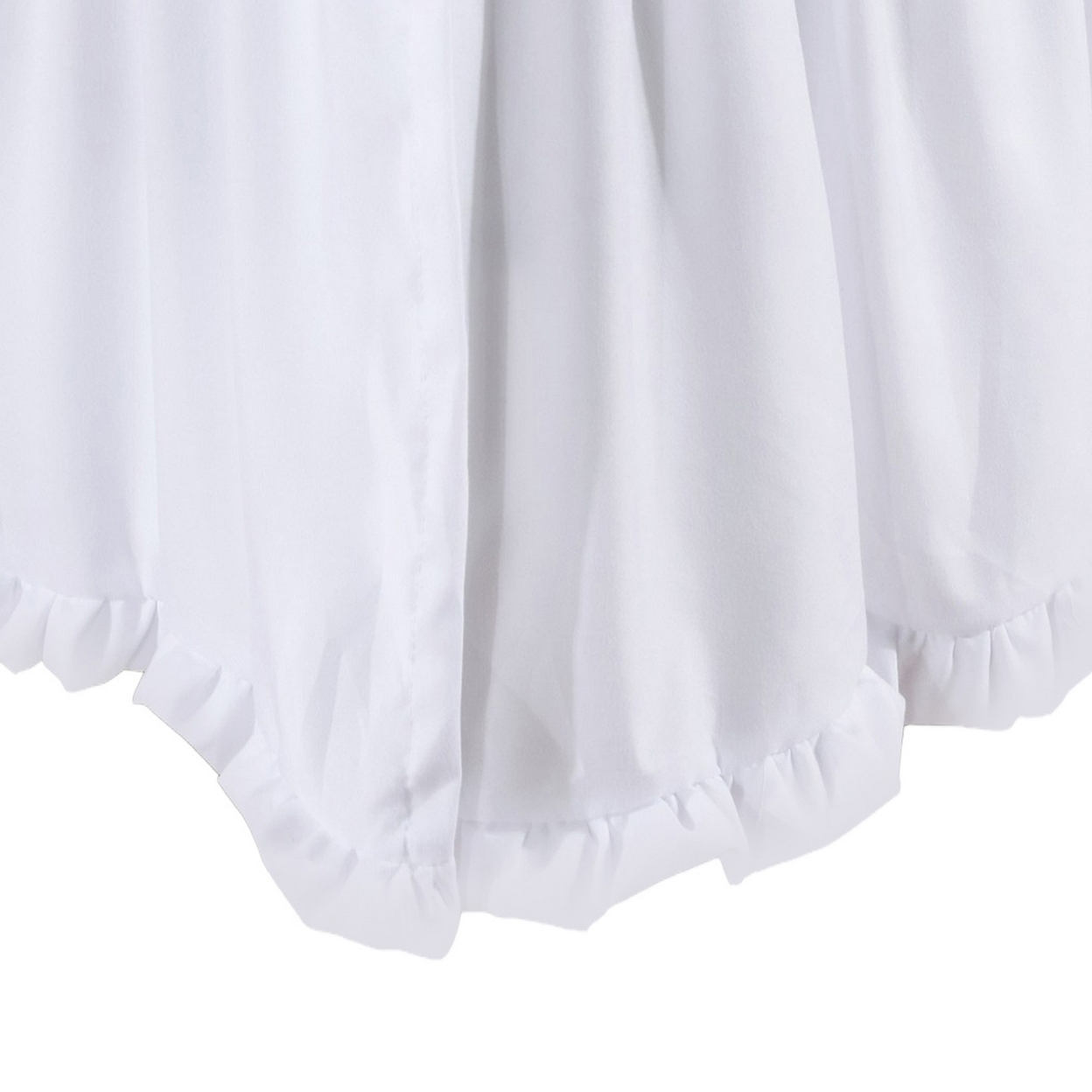 Mora King Bed Skirt, Polyester Platform, Split Corners, Ruffle Edge, White -Saltoro Sherpi
