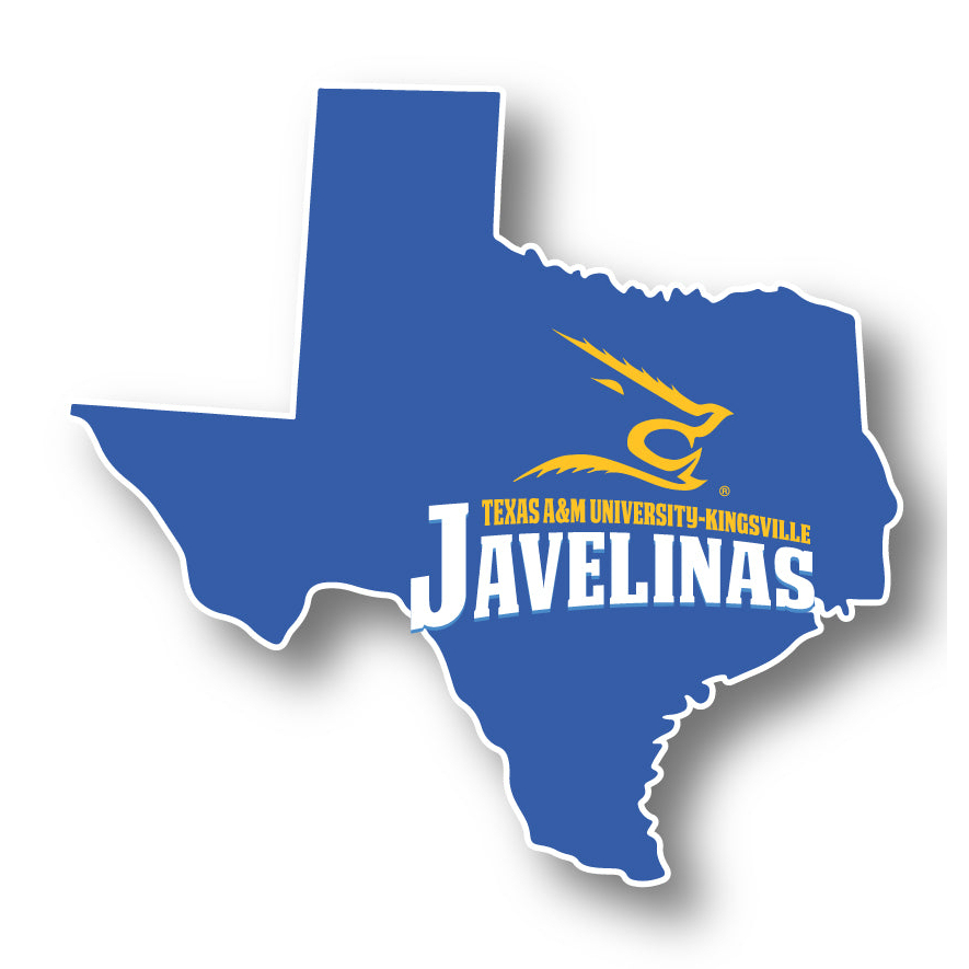 Texas A&M Kingsville Javelinas 4 Inch State Shape Vinyl Decal Sticker