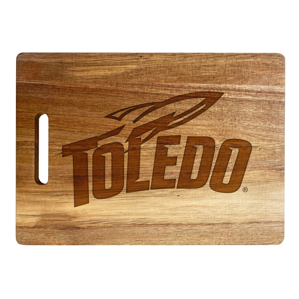 Toledo Rockets Engraved Wooden Cutting Board 10 X 14 Acacia Wood - Large Engraving