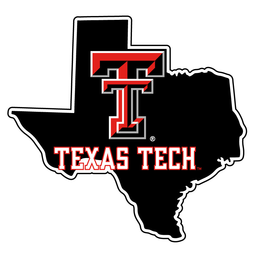 Texas Tech Red Raiders 4 Inch State Shape Vinyl Decal Sticker