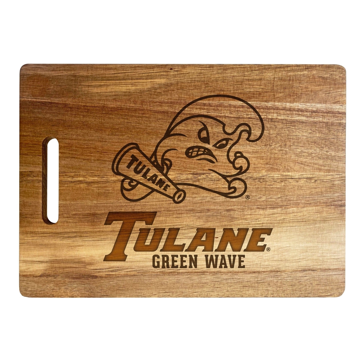 Tulane University Green Wave Engraved Wooden Cutting Board 10 X 14 Acacia Wood - Large Engraving