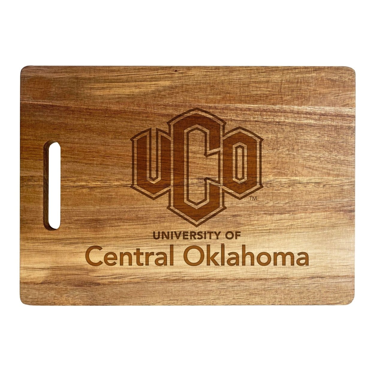 University Of Central Oklahoma Bronchos Engraved Wooden Cutting Board 10 X 14 Acacia Wood - Large Engraving