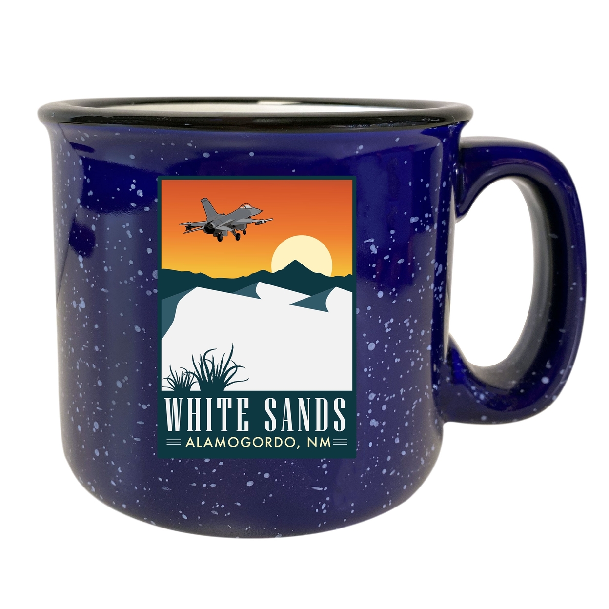 White Sands Alamogordo New Mexico 16 Oz Navy Speckled Ceramic Camper Coffee Mug Choice Of Design - Design A
