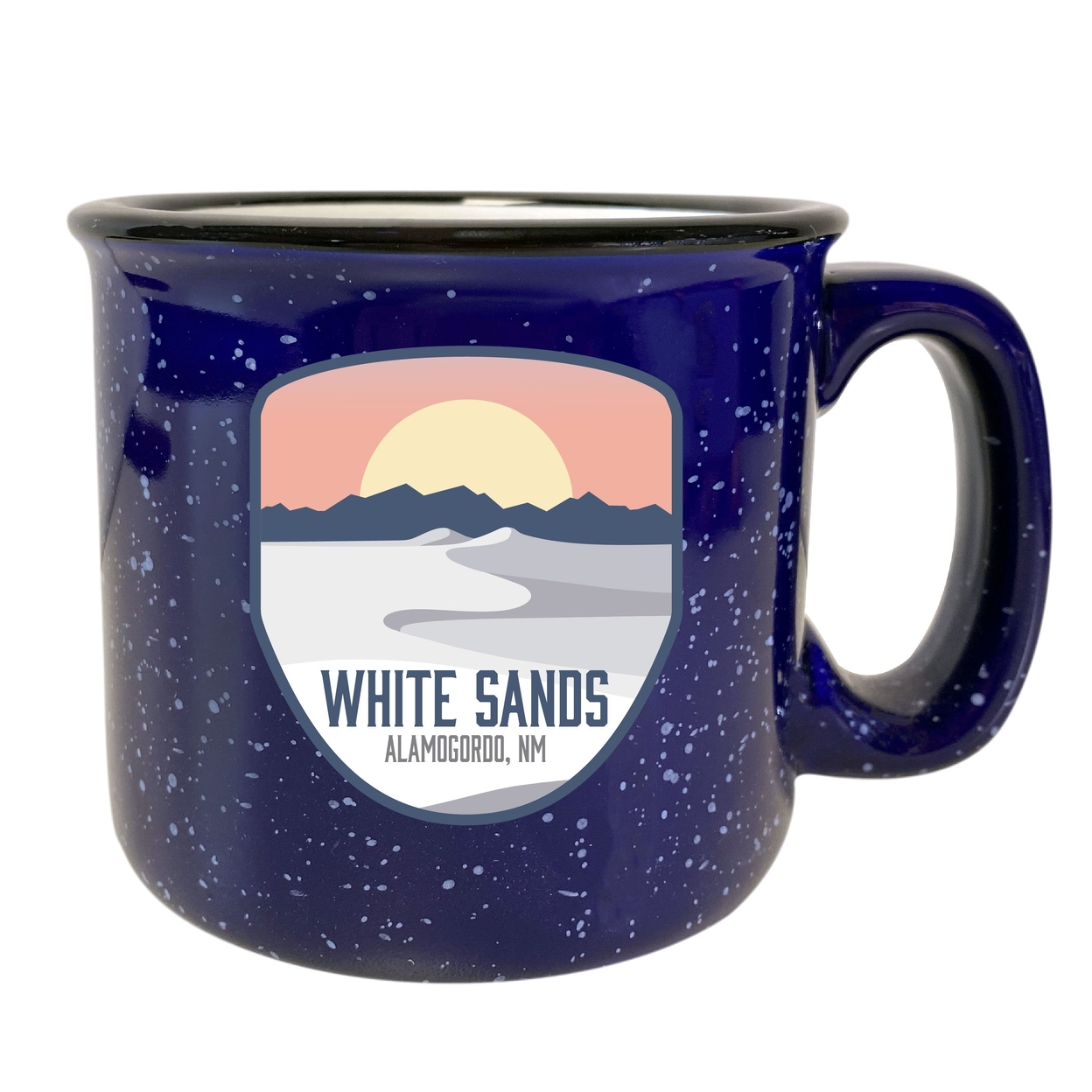 White Sands Alamogordo New Mexico 16 Oz Navy Speckled Ceramic Camper Coffee Mug Choice Of Design - Design D