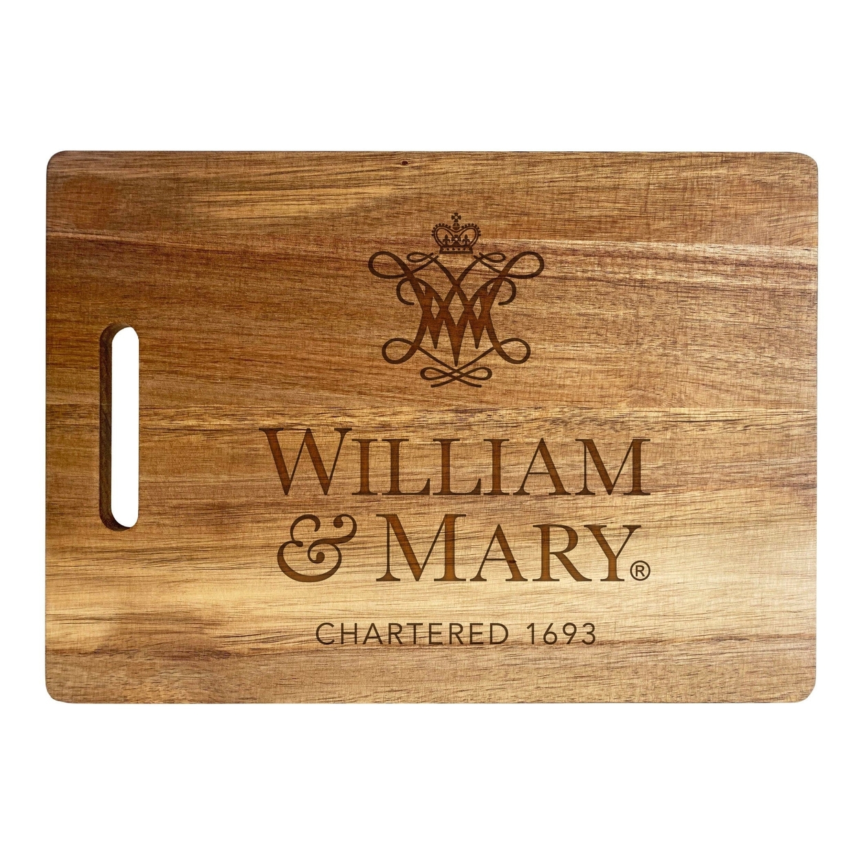 William And Mary Engraved Wooden Cutting Board 10 X 14 Acacia Wood - Large Engraving