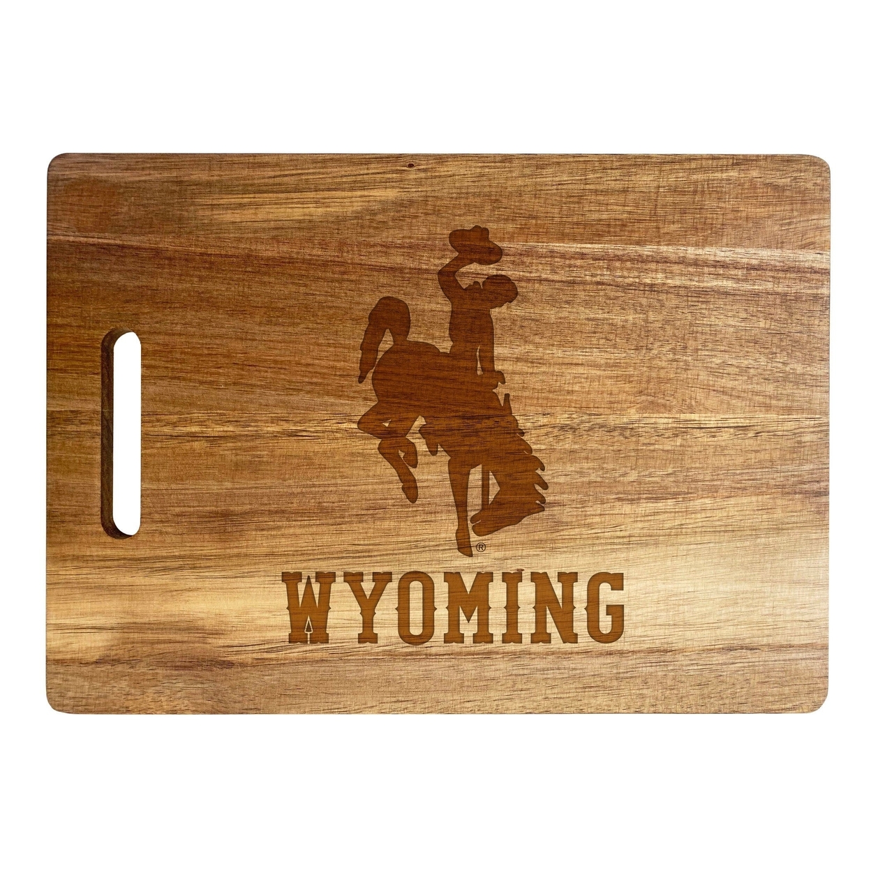 Wyoming Cowboys Engraved Wooden Cutting Board 10 X 14 Acacia Wood - Large Engraving