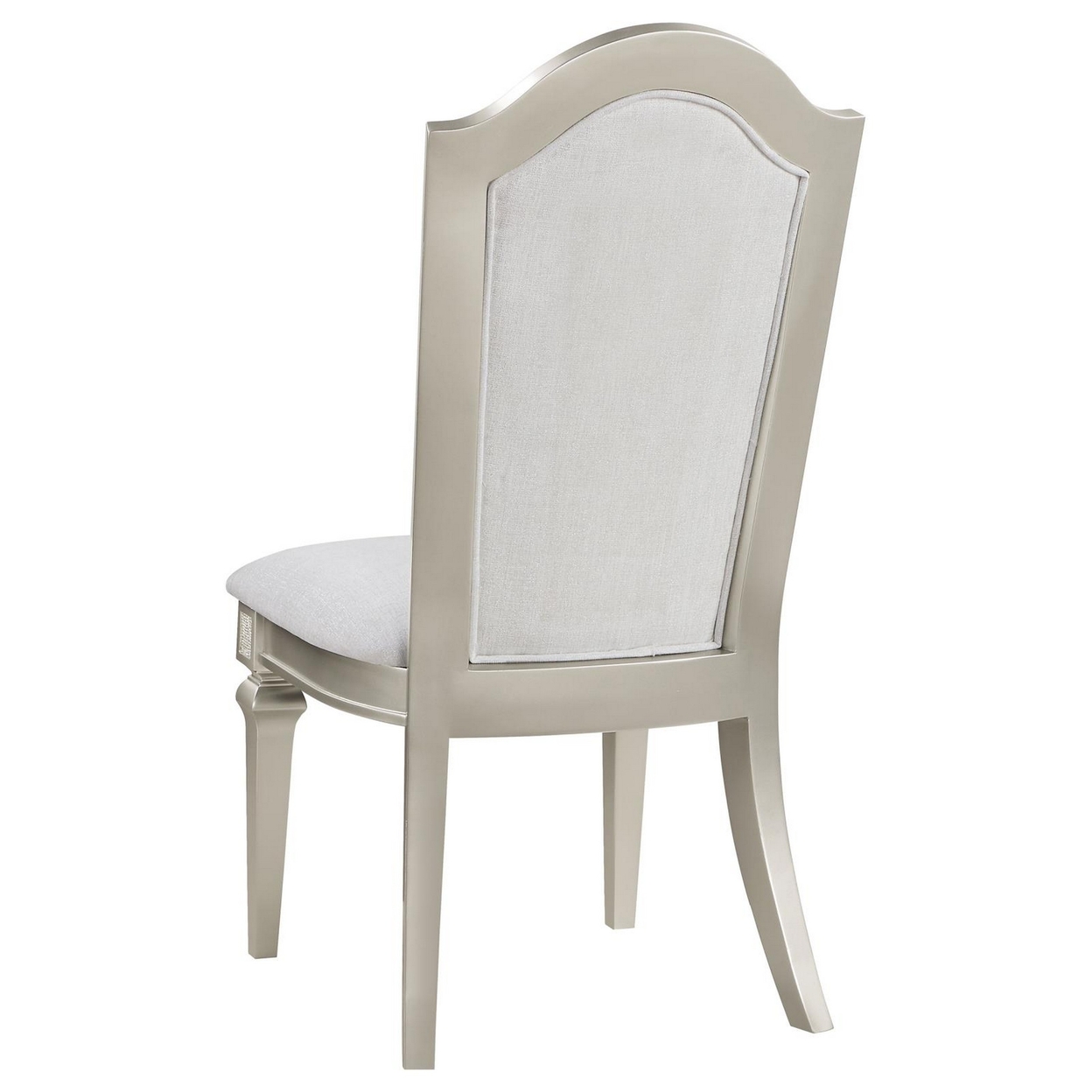 Nive 20 Inch Set Of 2 Dining Chairs, Tall Arch Back, Silver, Ivory Chenille-Saltoro Sherpi