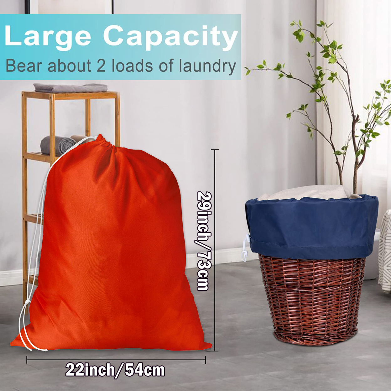 2-Pack: Durable Lightweight Long Lasting Multi-Purpose Locking Drawstring Closure Nylon Laundry Bag - Yellow