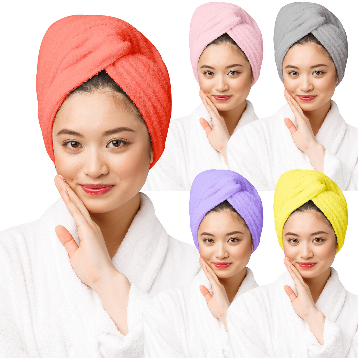 Women's Ultra Soft Plush Absorbent Microfiber Twist & Tie Hair Drying Towel Wrap Turban - Yellow