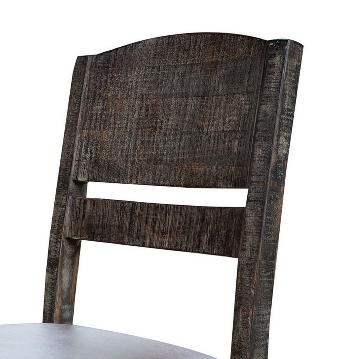 Noa 34 Inch Dining Chair, Solid Pine Wood, Panel Back, Distressed Brown- Saltoro Sherpi