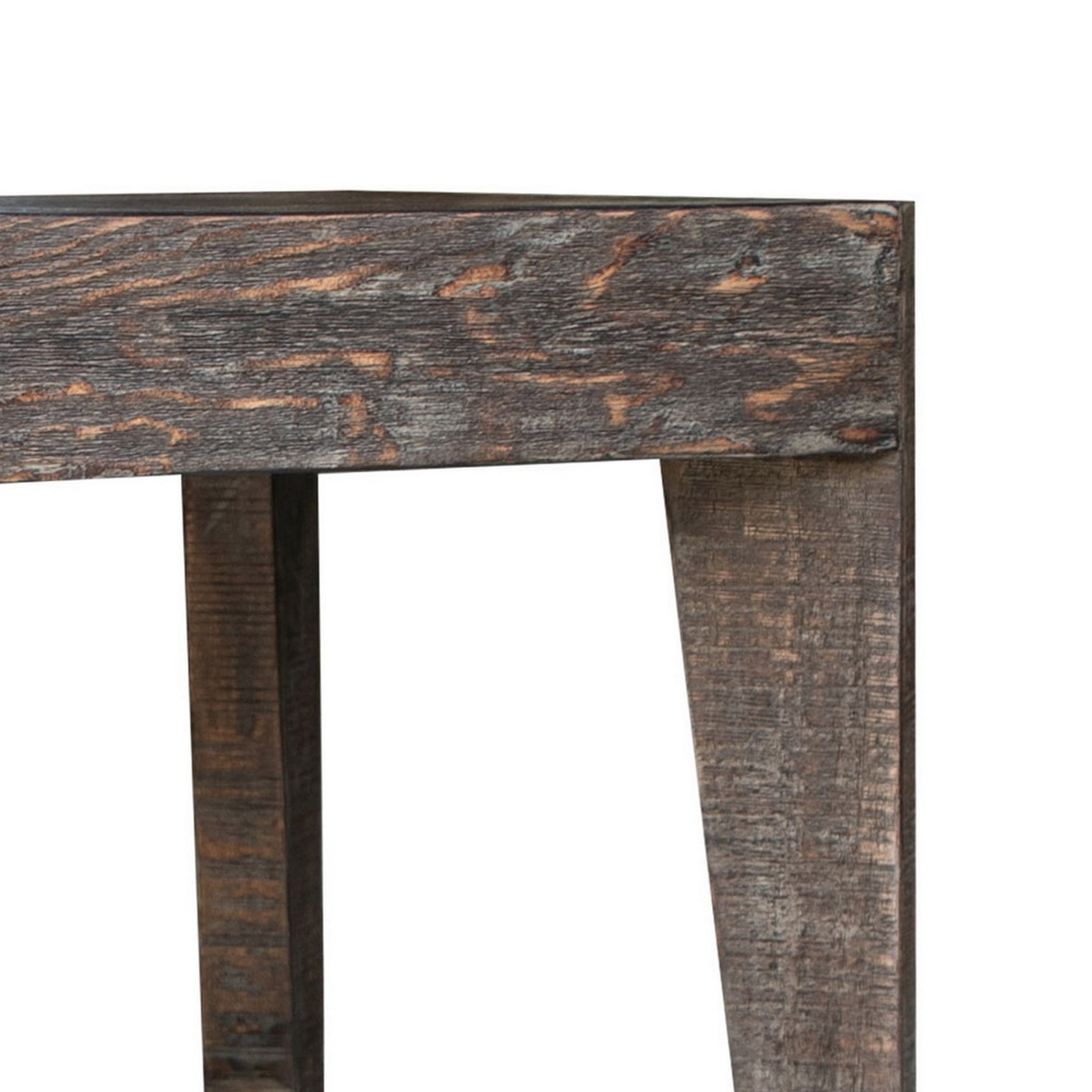 Noa 24 Inch Side End Table, Solid Pine Wood, Open Shelf, Distressed Brown- Saltoro Sherpi