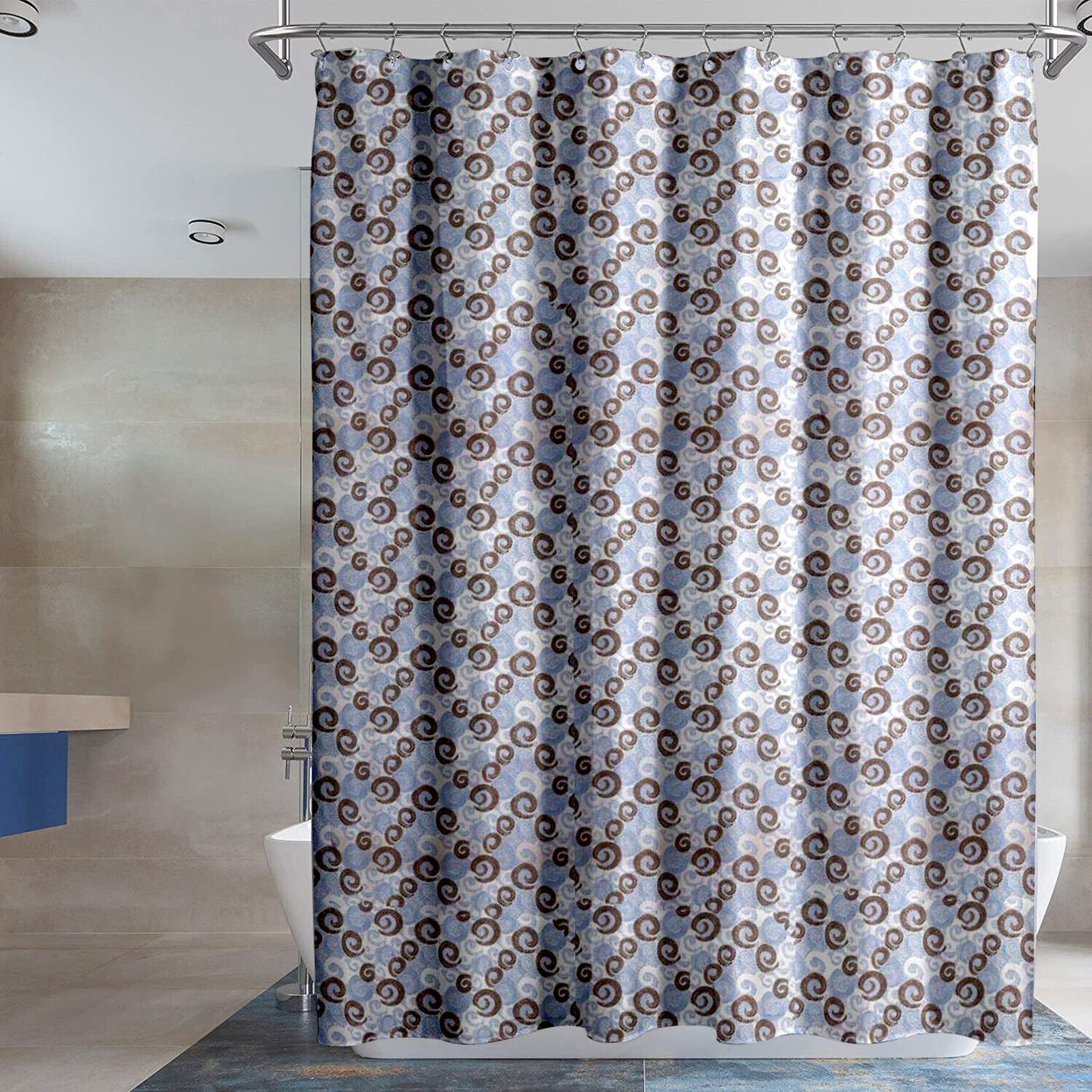 2-Pack: Waterproof Lightweight Long Lasting Stylish Printed Peva Shower Curtain