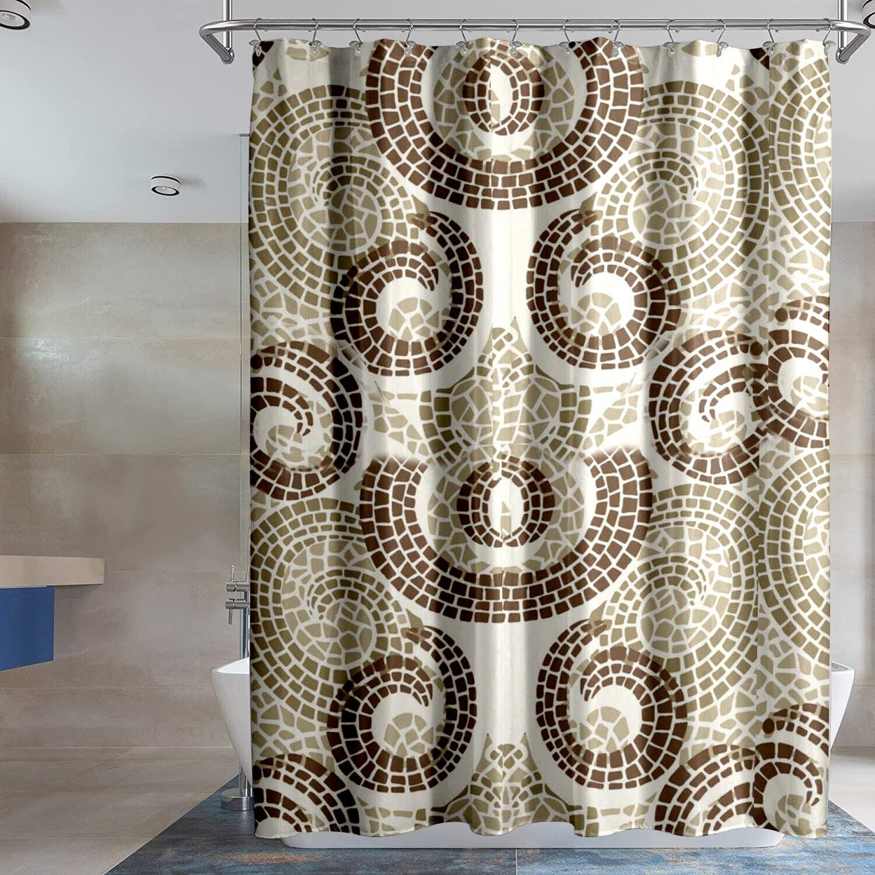 2-Pack: Waterproof Lightweight Long Lasting Stylish Printed Peva Shower Curtain