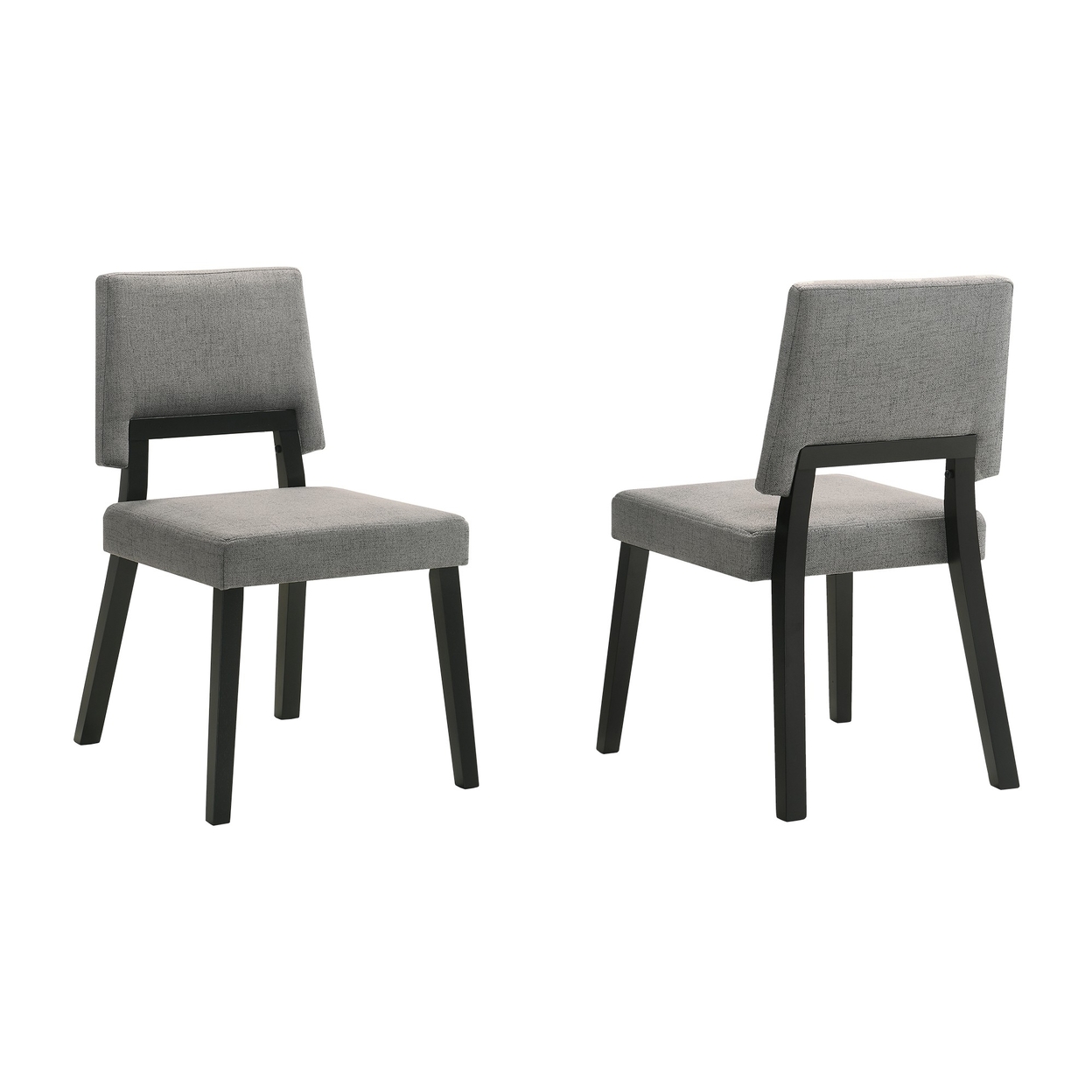 Yumi 23 Inch Dining Chair, Set Of 2, Charcoal Gray Fabric Seat, Black - Saltoro Sherpi