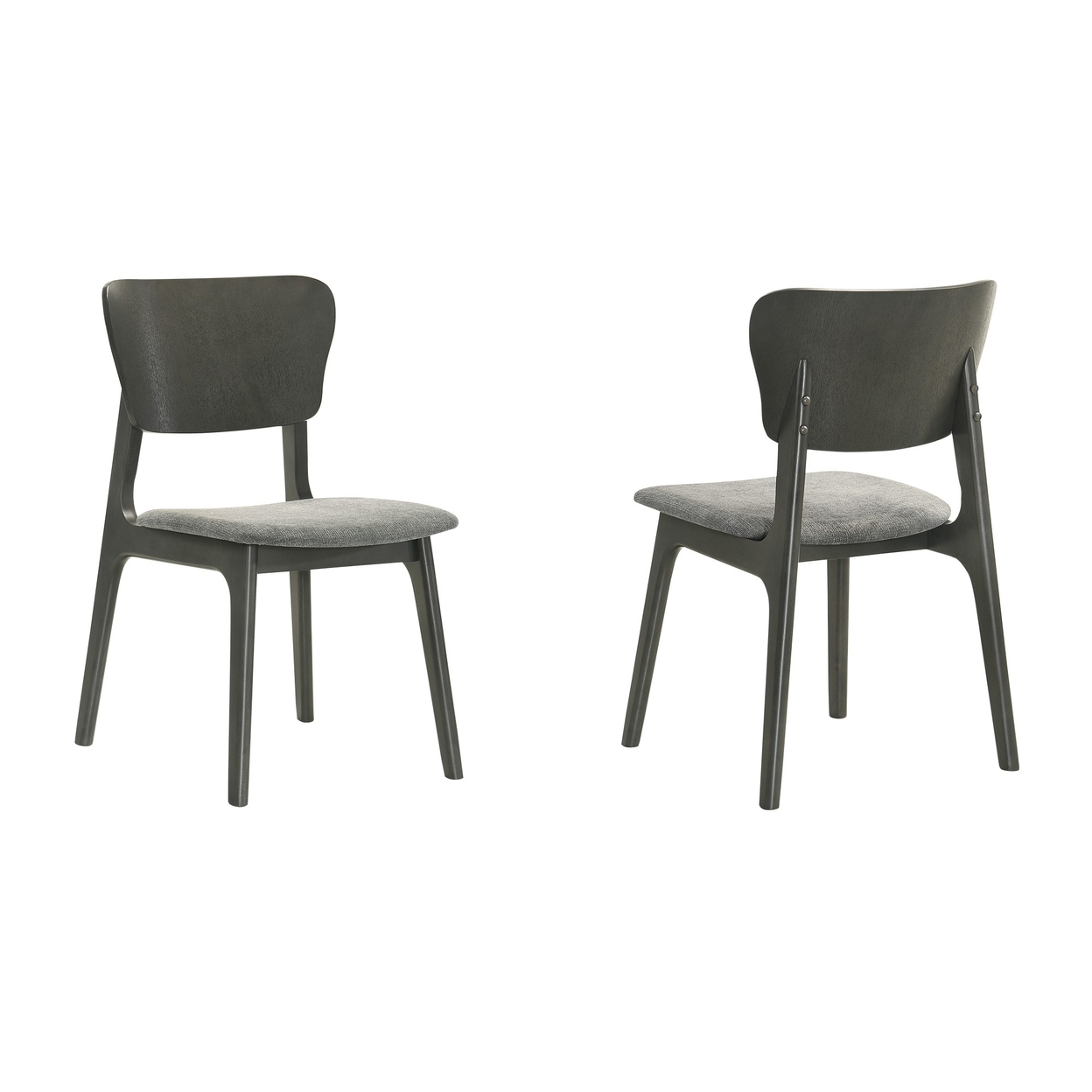 Kalie 24 Inch Dining Chair Set Of 2, Curved Legs, Padded Fabric Seat, Gray - Saltoro Sherpi