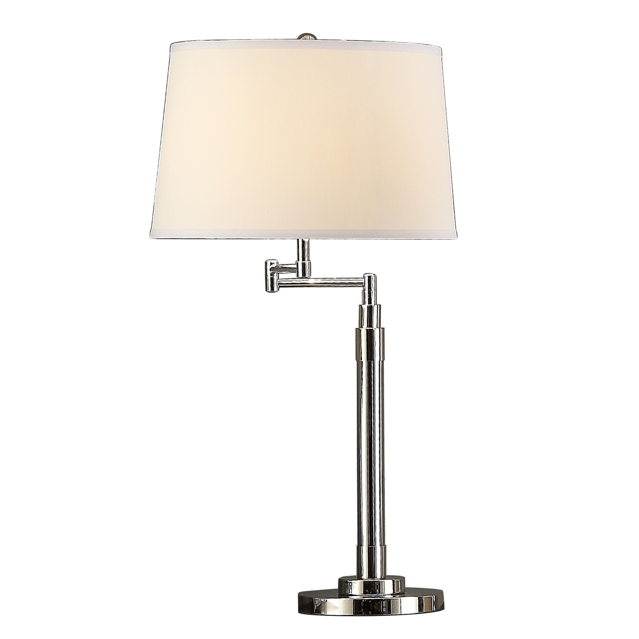 31 Inch Table Lamp Set Of 2, Empire Fabric Shade, Modern Nickel Base -Saltoro Sherpi