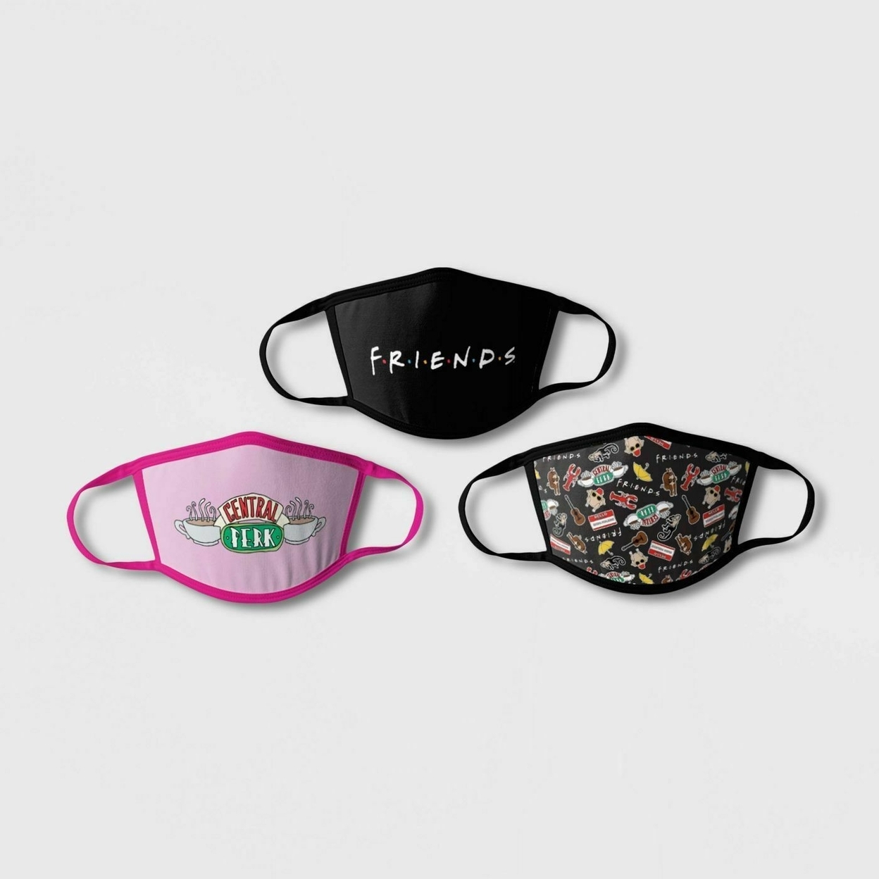 3-Pack: Children's Seamless Reusable Washable Breathable Character Face Mask Bandana - F.r.i.e.n.d.s