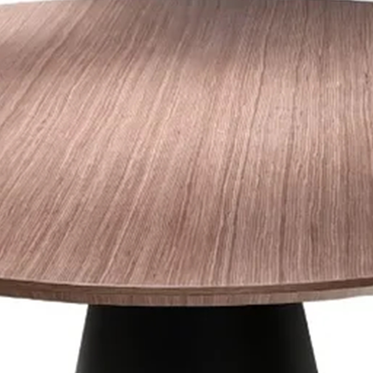 Nasa 49 Inch Modern Dining Table, Walnut Wood Surface, Black Pedestal Base- Saltoro Sherpi