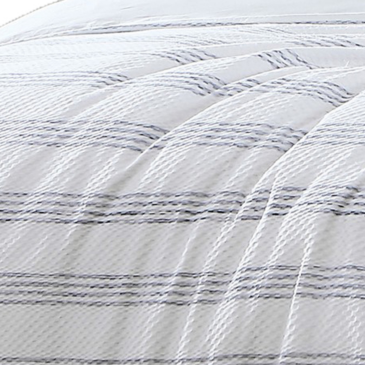 Sam 4 Piece Queen Size Duvet Comforter Set, Cotton, Striped Woven, White - Saltoro Sherpi