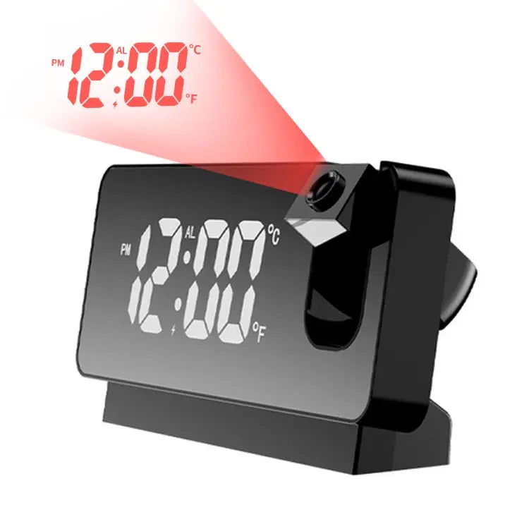 Projection Alarm Clock, Digital Clock With 180Â° Rotatable Projector, Large LED Display, Date, Temperature, Clock For Your Bedroom - Black