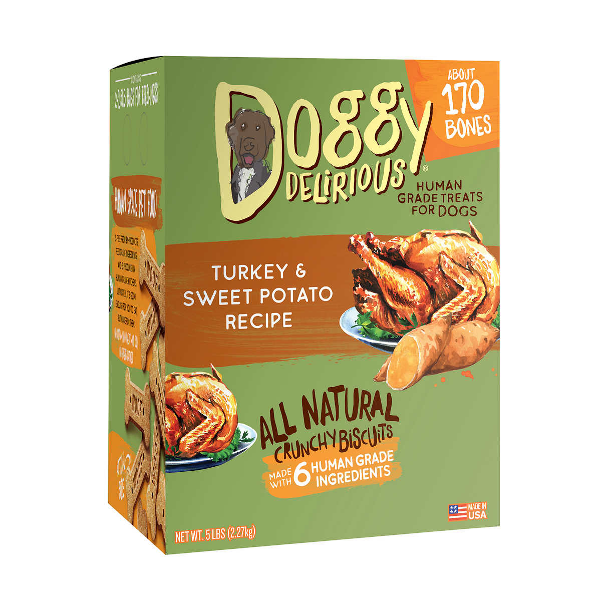 Doggy Delirious Turkey And Sweet Potato Flavor Dog Treats, 5 Pounds