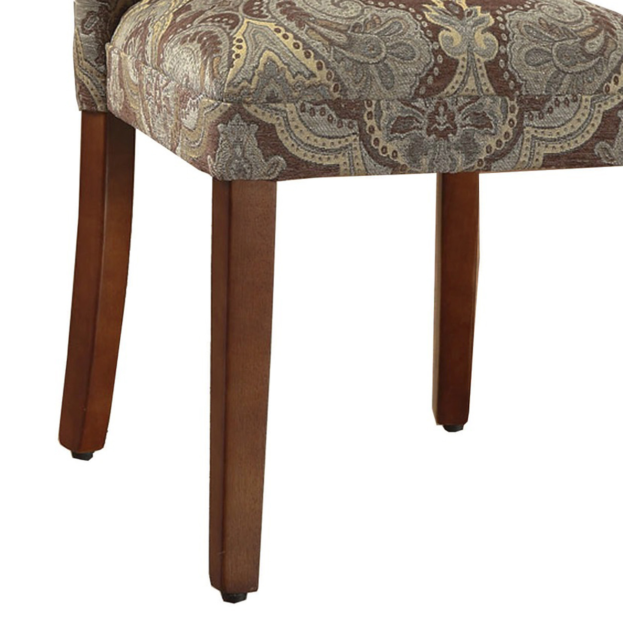 Fabric Upholstered Wooden Parson Chair With Paisley Print, Multicolor, Set Of Two- Saltoro Sherpi