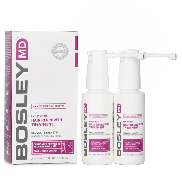 Bosley Womens Hair Regrowth Treatment Spray (Minoxidil Topical Solution 2%) 60ml X 2