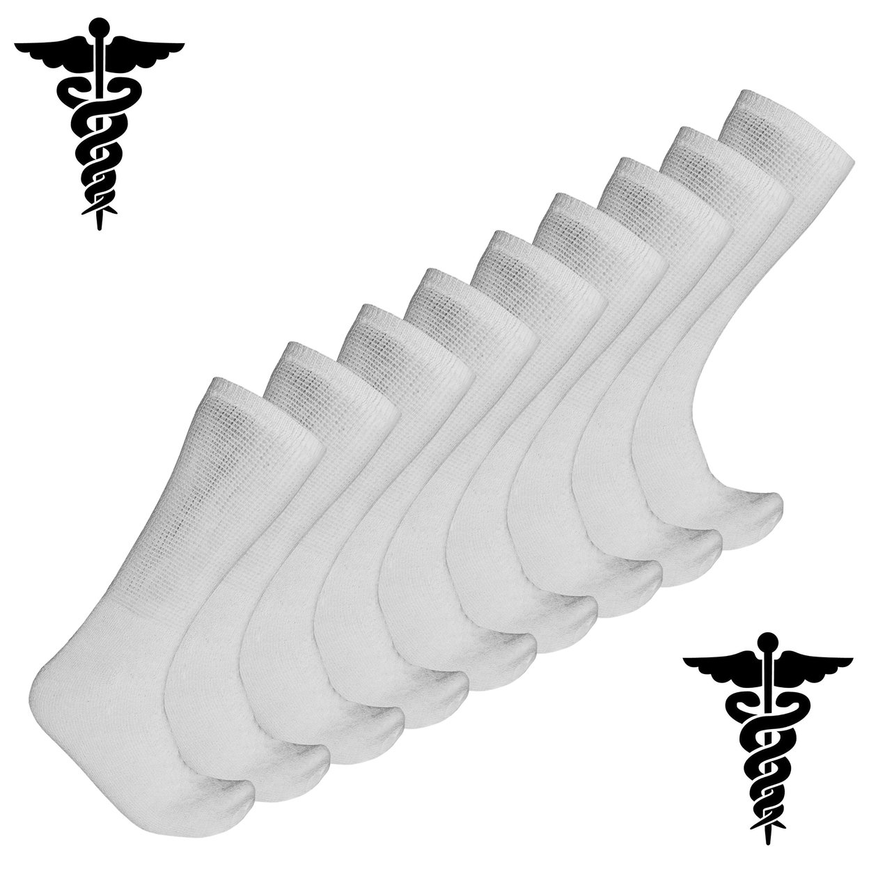 9-Pairs: Physician Approved Non-Binding Neuropathy Diabetic Crew Circulatory Socks - Assorted
